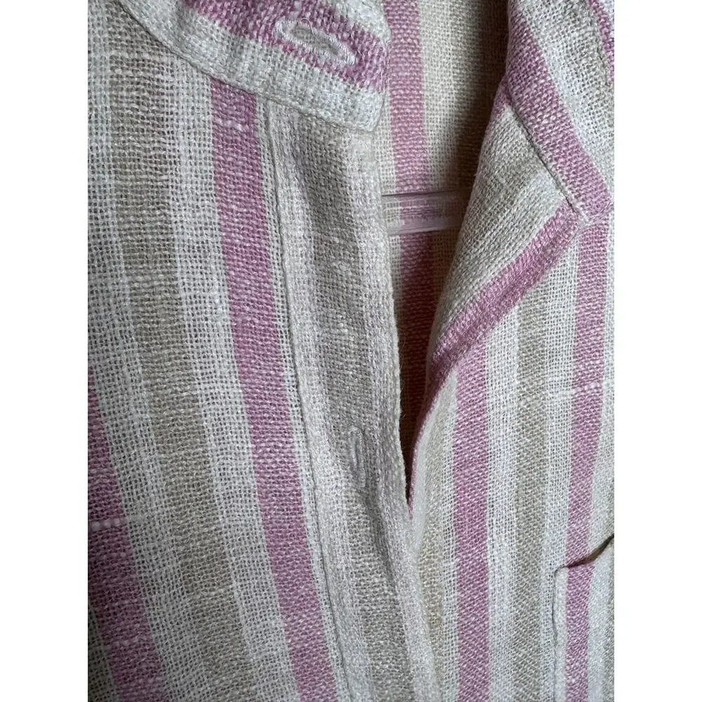 1970s Donal Davies Ireland Linen Wool Stripe Shirt Dress Size Small